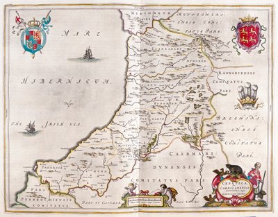 Cardiganshire, teoksessa "Theatrum Orbis Terrarum, sive Atlas Novus", Willem Blaeu, Amsterdam. tekijältä Willem Blaeu