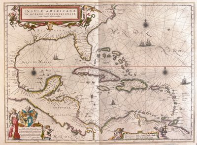 Karibia, Hounduras ja Florida, teoksessa "Theatrum Orbis Terrarum, sive Atlas Novus", Willem Blaeu, Amsterdam. tekijältä Willem Blaeu
