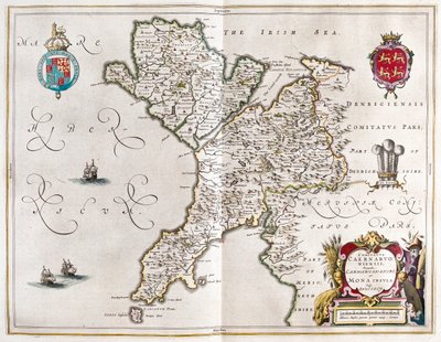Carnarvonshire ja Anglesey, teoksessa "Theatrum Orbis Terrarum, sive Atlas Novus", Willem Blaeu, Amsterdam. tekijältä Willem Blaeu