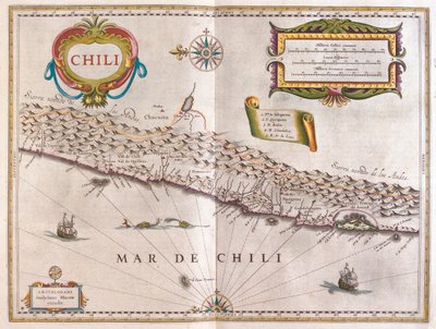 Chile, teoksessa "Theatrum Orbis Terrarum, sive Atlas Novus", Willem Blaeu, Amsterdam. tekijältä Willem Blaeu
