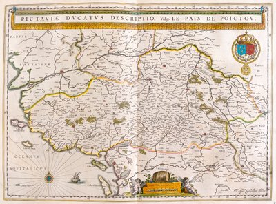 Nantesin ja Rochellen rannikko ja kaupungit, Willem Blaeun "Theatrum Orbis Terrarum, sive Atlas Novus", Amsterdam. tekijältä Willem Blaeu