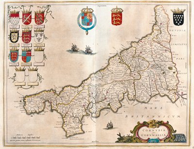 Cornwall, Willem Blaeun teoksessa "Theatrum Orbis Terrarum, sive Atlas Novus", Amsterdam. tekijältä Willem Blaeu