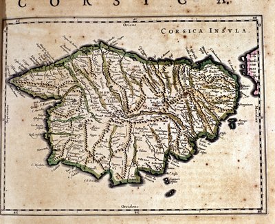 Korsika Wilhelm Blaeun atlasista. Amsterdam 1700-luvulla. tekijältä Willem Blaeu