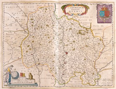 Lot-joen departementti - Languedoc - Quercy, julkaisussa "Theatrum Orbis Terrarum, sive Atlas Novus", Willem Blaeu, Amsterdam. tekijältä Willem Blaeu