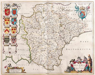 Devonshire, teoksessa "Theatrum Orbis Terrarum, sive Atlas Novus", kirjoittanut Willem Blaeu, Amsterdam. tekijältä Willem Blaeu