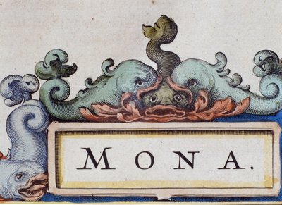 Delfiinit, Roquaille-tyylinen etukappale. Yksityiskohta Atlas di W. Blaeusta, Amsterdam 1650. tekijältä Willem Blaeu