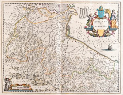 Emilia Romagna, Italia, Amsterdamin Willem Blaeun teoksessa "Theatrum Orbis Terrarum, sive Atlas Novus". tekijältä Willem Blaeu