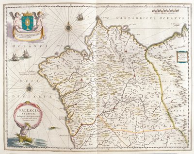 Galicia Espanja, teoksessa "Theatrum Orbis Terrarum, sive Atlas Novus", Willem Blaeu, Amsterdam. tekijältä Willem Blaeu