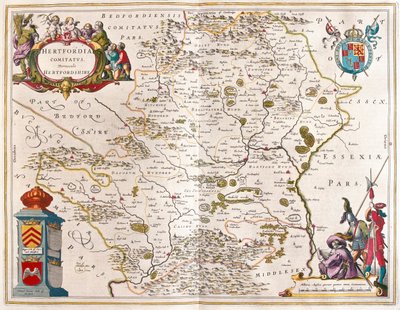 Hertford shire, Willem Blaeun teoksessa "Theatrum Orbis Terrarum, sive Atlas Novus", Amsterdam. tekijältä Willem Blaeu