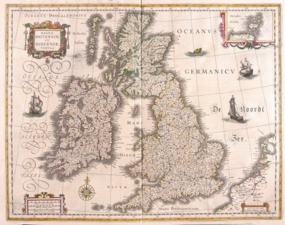 Irlanti ja Iso-Britannia, teoksessa "Theatrum Orbis Terrarum, sive Atlas Novus", Willem Blaeu, Amsterdam. tekijältä Willem Blaeu