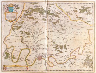 Isle de France, Willem Blaeun teoksessa "Theatrum Orbis Terrarum, sive Atlas Novus", Amsterdam. tekijältä Willem Blaeu