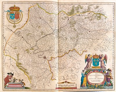 Isle de France, Willem Blaeun teoksessa "Theatrum Orbis Terrarum, sive Atlas Novus", Amsterdam. tekijältä Willem Blaeu