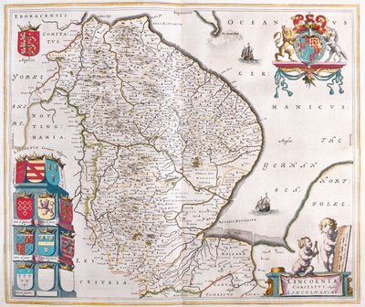 Lincoln shire, teoksessa "Theatrum Orbis Terrarum, sive Atlas Novus", kirjoittanut Willem Blaeu, Amsterdam. tekijältä Willem Blaeu