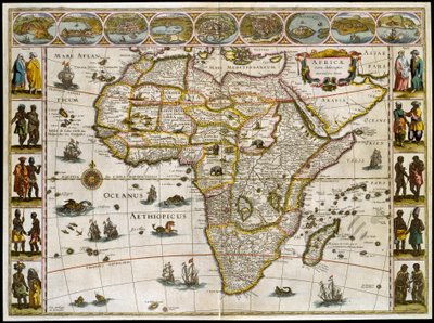 Afrikan kartta. Willem Janszoon Blaeun atlaslautanen tekijältä Willem Blaeu