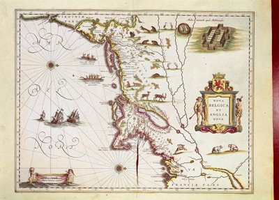 Willem Janszoon Blaeun Nova Belgican tai Uuden Belgian ja Anglia Novan tai Uuden Englannin kartta tekijältä Willem Blaeu