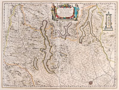 Milano, järvineen: Willem Blaeu, Amsterdam, teoksessa "Theatrum Orbis Terrarum, sive Atlas Novus". tekijältä Willem Blaeu