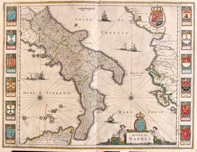 Napoli, Italia, Willem Blaeun teoksessa "Theatrum Orbis Terrarum, sive Atlas Novus", Amsterdam. tekijältä Willem Blaeu