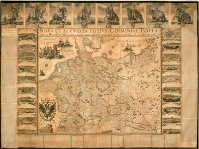 Willem Janszoon Blaeun uusi ja tarkka kuva Saksasta kokonaisuudessaan, kuparilevy, painettu Amsterdamissa tekijältä Willem Blaeu