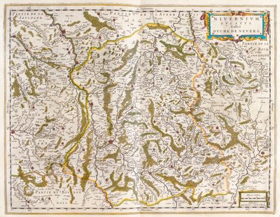 Nivernais, Nievre, Willem Blaeun teoksessa "Theatrum Orbis Terrarum, sive Atlas Novus", Amsterdam. tekijältä Willem Blaeu