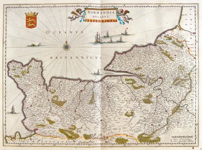 Normandia, teoksessa "Theatrum Orbis Terrarum, sive Atlas Novus", kirjoittanut Willem Blaeu, Amsterdam. tekijältä Willem Blaeu
