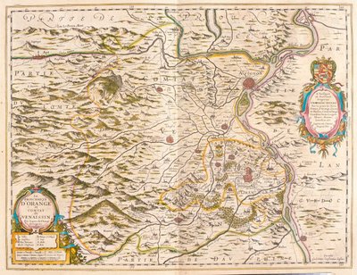 Orange ja Avignon, Willem Blaeun teoksessa "Theatrum Orbis Terrarum, sive Atlas Novus", Amsterdam. tekijältä Willem Blaeu