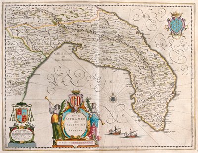 Otranto, Salento, Lecce, Puglia, Italia, Willem Blaeun "Theatrum Orbis Terrarum, sive Atlas Novus", Amsterdam. tekijältä Willem Blaeu