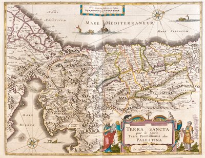 Palestiina, teoksessa "Theatrum Orbis Terrarum, sive Atlas Novus", kirjoittanut Willem Blaeu, Amsterdam. tekijältä Willem Blaeu
