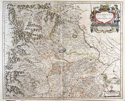 Piemont (Italian alue), teoksessa "Theatrum Orbis Terrarum, sive Atlas Novus", Willem Blaeu, Amsterdam. tekijältä Willem Blaeu