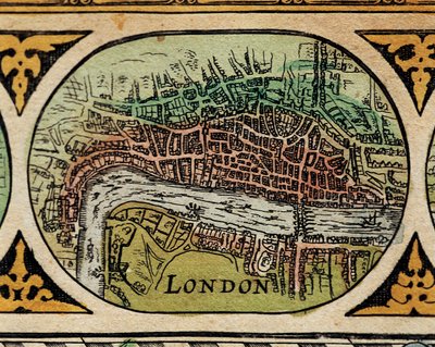 "" Lontoon Cityn esitys "" Maailmankartan yksityiskohta Willem Janszoon Blaeun (1571-1638) "Theatre of the World" -teoksessa tekijältä Willem Blaeu