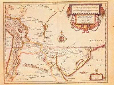 Rio de ll Plate, Hopeajoki ja Parana-allas Paraguayssa, Willem Blaeun atlaksesta. tekijältä Willem Blaeu