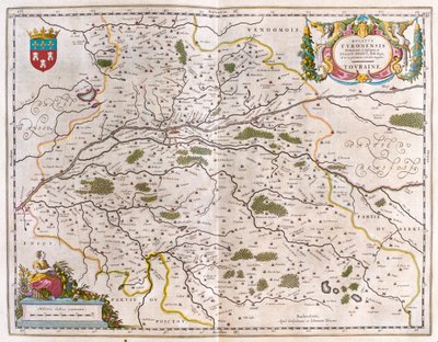 Loire-joen laakso ja kaupunki (Bloise, Amboise) - touraine, teoksessa "Theatrum Orbis Terrarum, sive Atlas Novus", Willem Blaeu, Amsterdam. tekijältä Willem Blaeu