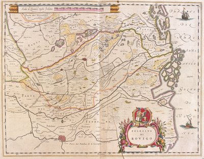 Rovigo, Italia, Willem Blaeun "Theatrum Orbis Terrarum, sive Atlas Novus" -teoksessa, Amsterdam. tekijältä Willem Blaeu