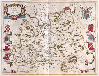 Surrey, teoksessa "Theatrum Orbis Terrarum, sive Atlas Novus", Willem Blaeu, Amsterdam. tekijältä Willem Blaeu
