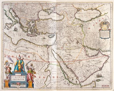 Turkin valtakunta, teoksessa "Theatrum Orbis Terrarum, sive Atlas Novus", Willem Blaeu, Amsterdam. tekijältä Willem Blaeu