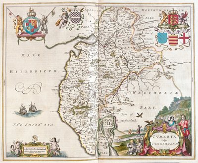 Westmorland - cumbria lake district, Willem Blaeun teoksessa "Theatrum Orbis Terrarum, sive Atlas Novus", Amsterdam. tekijältä Willem Blaeu