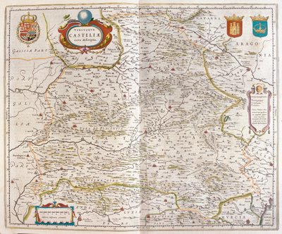 Zaragoza, Valencia, Alicante, Cartagena, Madrid, Cordoba, Sevilla, Salamanca, Palencia, Segovia, Toledo, Cuenca, Granada, Willem Blaeun teoksessa "Theatrum Orbis Terrarum, sive Atlas Novus", Amsterdam. tekijältä Willem Blaeu