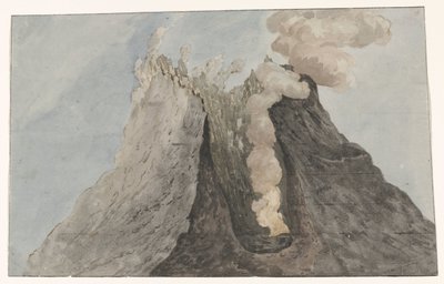 Binnenzijde van krater Etna Etna-kraatterin sisäkuva (otsikko esineessä) Matkat Italiassa, Sisiliassa ja Maltassa - 1778 (sarjan nimi) tekijältä Willem Carel Dierkens