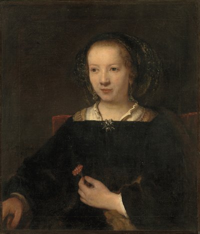 Nuori nainen neilikka kanssa tekijältä Willem Drost