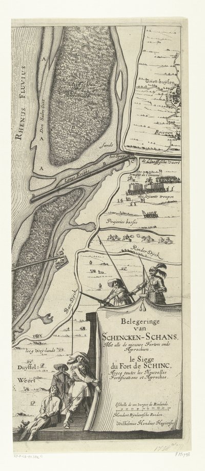 Beleg van Schenckenschans (oikea sivu), 1635 Schencken-Schansin piiritys, kaikki uudet linnoitukset ja lähestymistavat tekijältä Willem Hondius