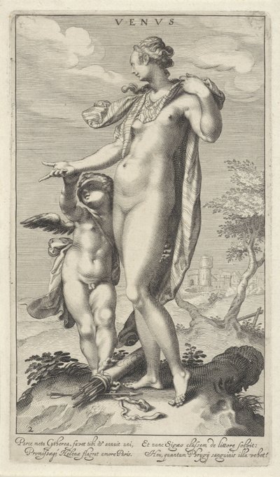 Venus ja Cupid Venus (otsikko esineessä) Pariisin tuomio (sarjan nimi) tekijältä Willem Isaacsz. van Swanenburg
