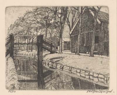 Silta Assendelftissä tekijältä Willem Jansen (graveur) (signed by artist)