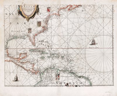 Insvlæ Americanæ in Oceano Septentrionali cum terris adjacentibus. LOC 2003630536 tekijältä Willem Janszoon Blaeu
