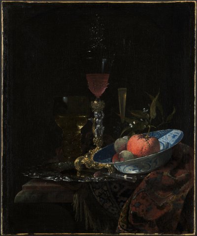 Viinilasi ja kulhollinen hedelmää, 1663. tekijältä Willem Kalf