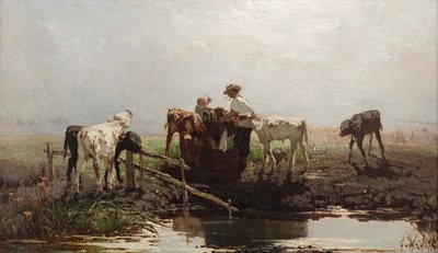 Vasikat lammella, 1863 tekijältä Willem Maris