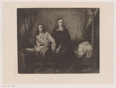 De Wittin veljekset istuvat sängyllä vankilan portissa tekijältä Willem Philip van der Veken (attributed to)