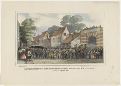 Utrechtin Bataillon Mobile Schutteryn paluu 19. elokuuta 1834 (otsikko esineessä) tekijältä Willem Pieter Hoevenaar