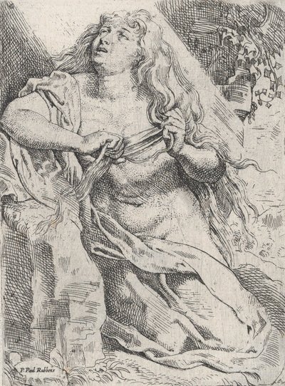 Maria Magdalena erämaassa, n. 1613-14. tekijältä Willem Pietersz. Buytewech