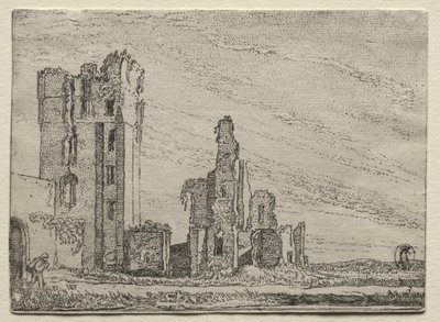 Huys Te Kleefin linnan rauniot lähellä Haarlemia, n. 1616. tekijältä Willem Pietersz Buytewech