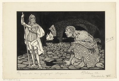 Mies, naiset ja lapset olohuoneessa tekijältä Willem Pothast (signed by artist)