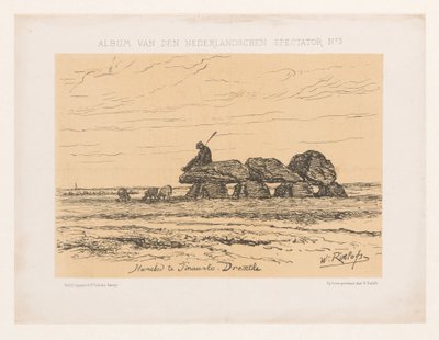Dolmen Tynaarlossa Drenthessä Dolmen Tinaarlossa. Drenthe (otsikko esineessä) Hollantilaisen katsojan albumi nro 3 (sarjan nimi) tekijältä Willem Roelofs (I)